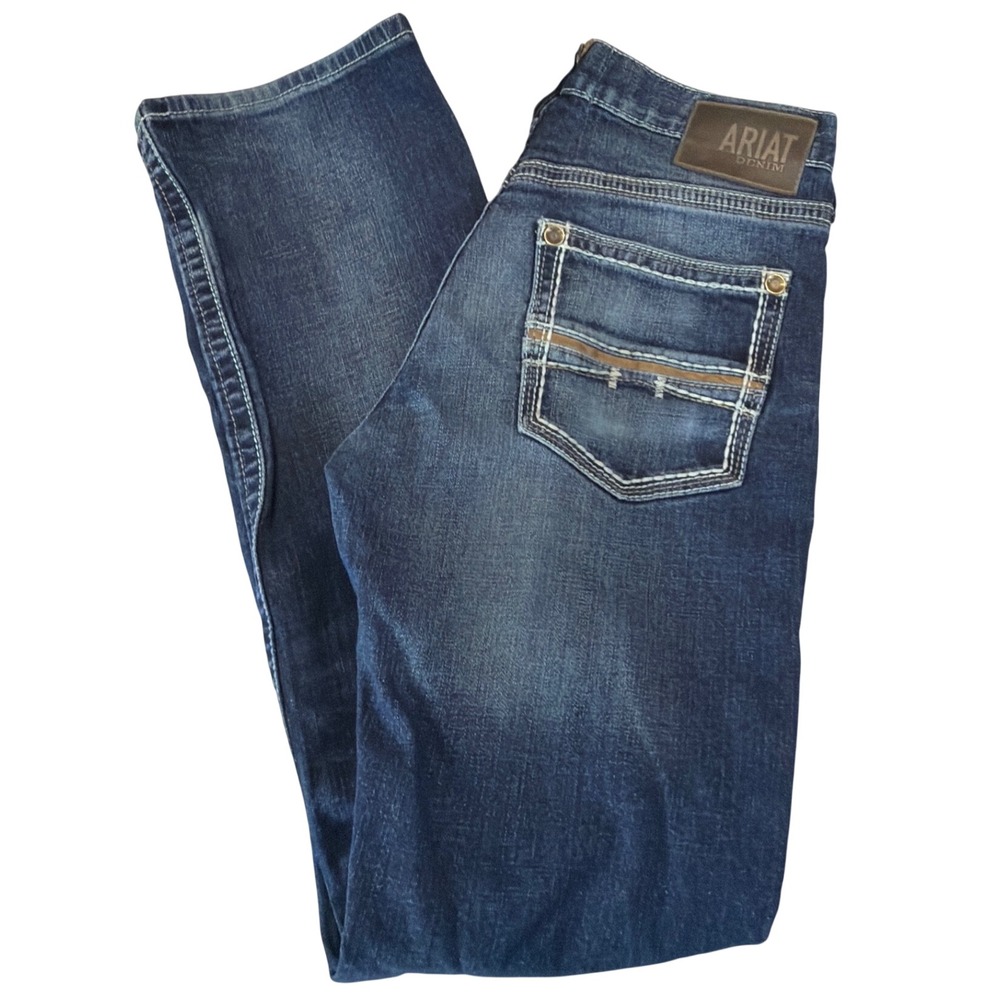 Ariat M5 Straight Leg Jeans Mens 32x36 Blue Denim Pants Workwear Western Ranch